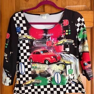 Espresso Black and Red Car Graphic Long Sleeve Tee